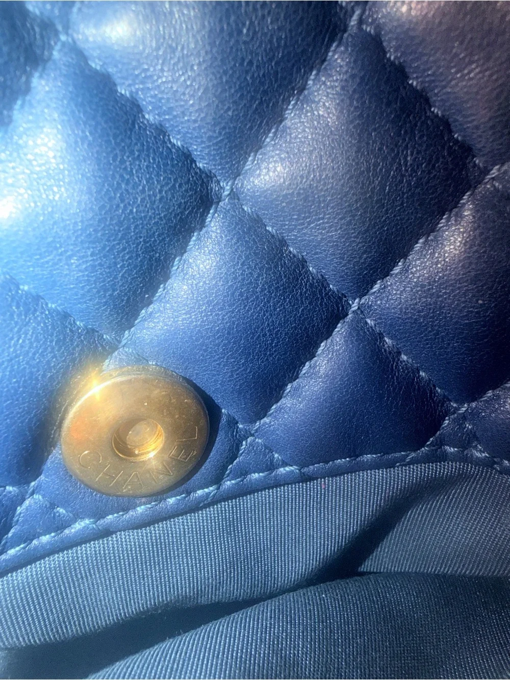 CHANEL Quilted Shoulder and Crossbody Bag in Navy Blue with Gold Hardware